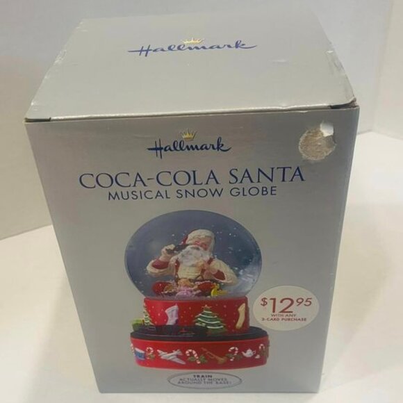 2001 Hallmark Coca-Cola Santa Musical Snow Globe with Moving Train in Box - Picture 1 of 8